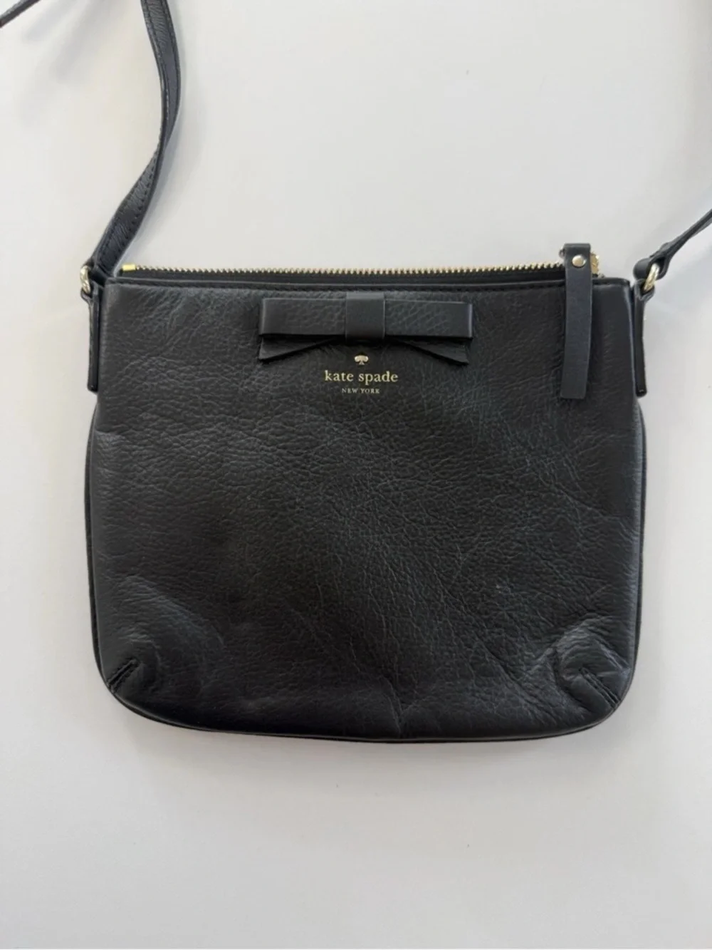 Kate Spade New York North Court Bow Tenley Black 100% Leather Cross Body Purse
